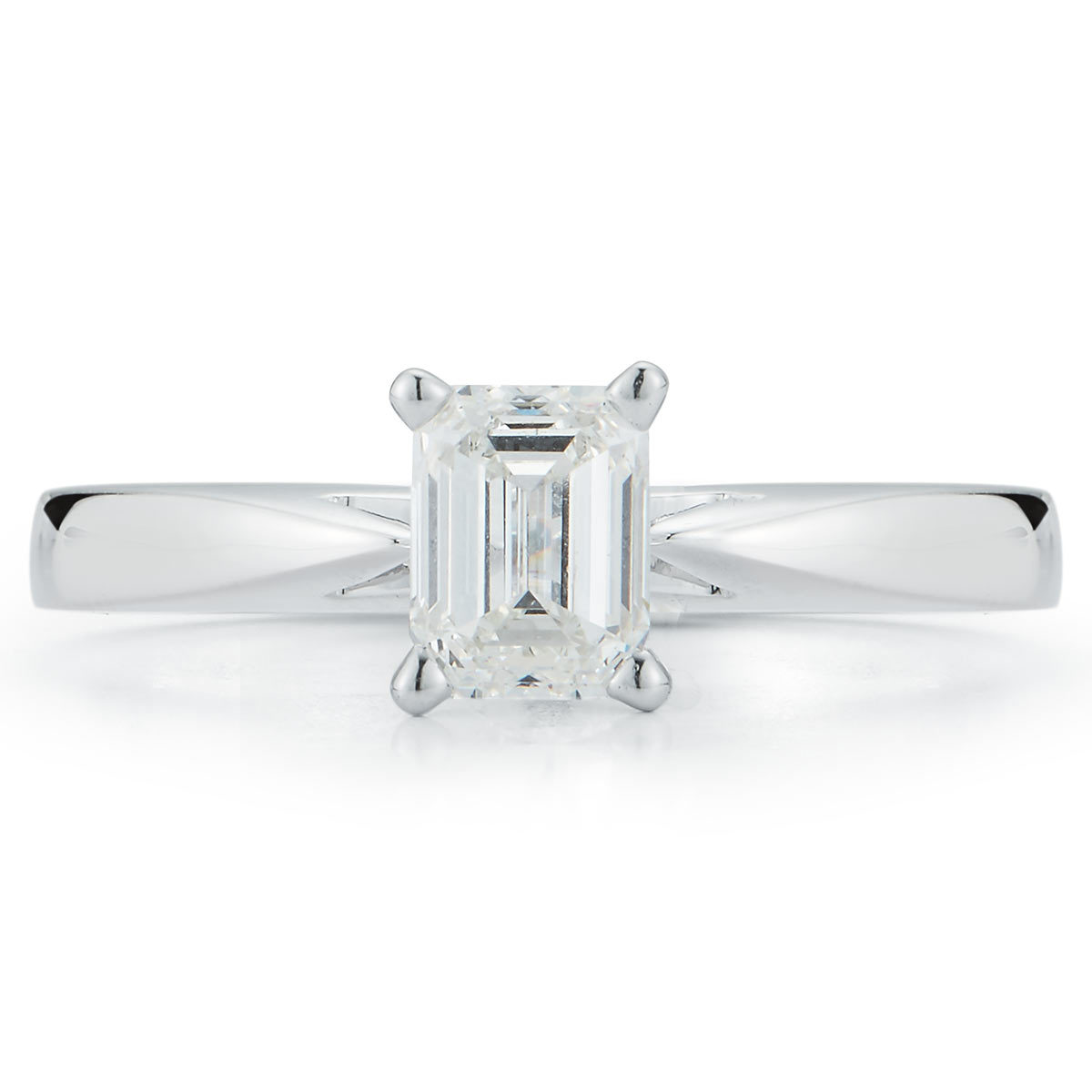 1.0ct Emerald Cut Diamond Solitaire Ring, Platinum