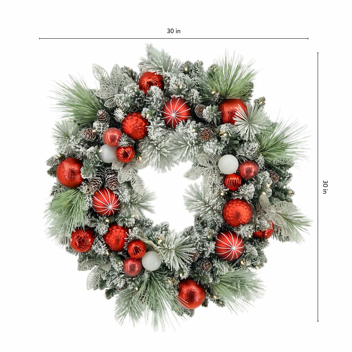 30 Inch Pre-Lit Flocked Christmas Wreath 30 Inch Pre-Lit Flocked Christmas Wreath
