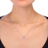 0.40ctw Oval Cut Diamond Halo Pendant, 14ct White Gold