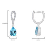Pear Cut Blue Topaz & 0.17ctw Diamond Drop Earrings, 18ct White Gold