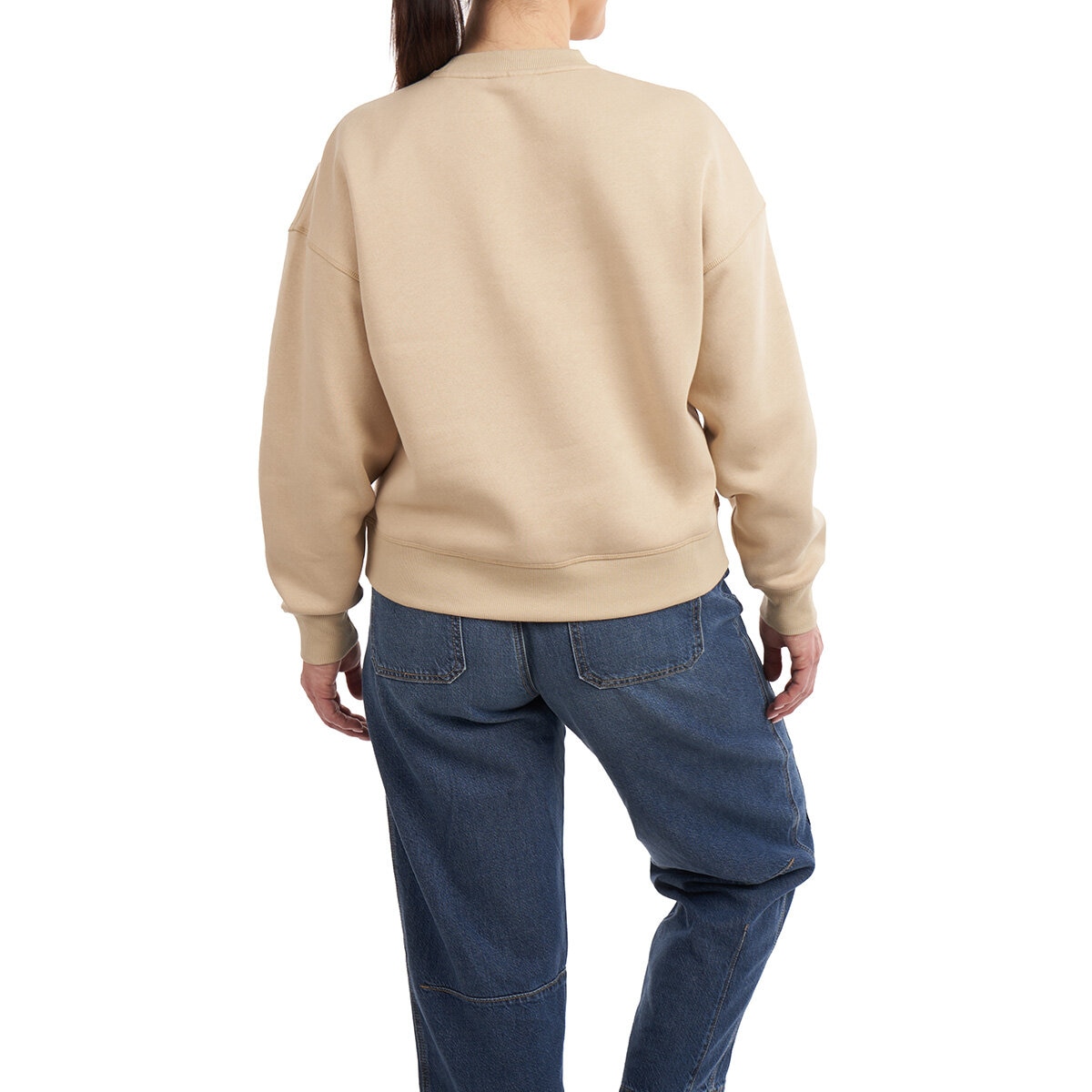 Elle Sport Women's Fleece Cities Crewneck Sweater in Beige