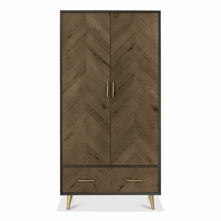 Bentley Designs Sienna Fumed Oak & Peppercorn Double Wardrobe