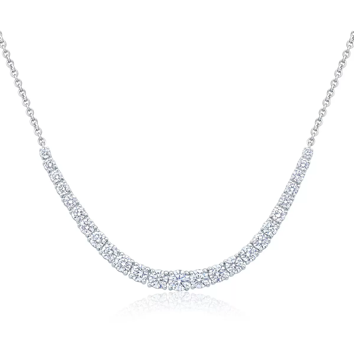 2.50ctw Graduated Diamond Necklace, 14k White Gold