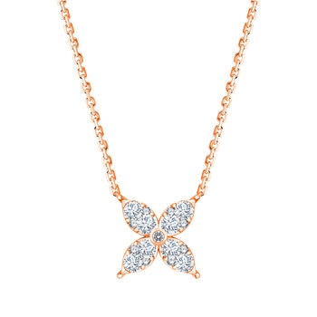 0.50ctw Round Brilliant Cut Diamond Flower Necklace, 14ct Rose Gold