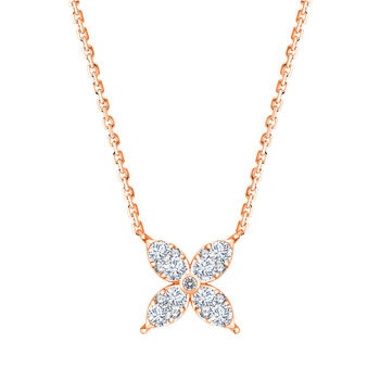 0.50ctw Round Brilliant Cut Diamond Flower Necklace, 14ct Rose Gold