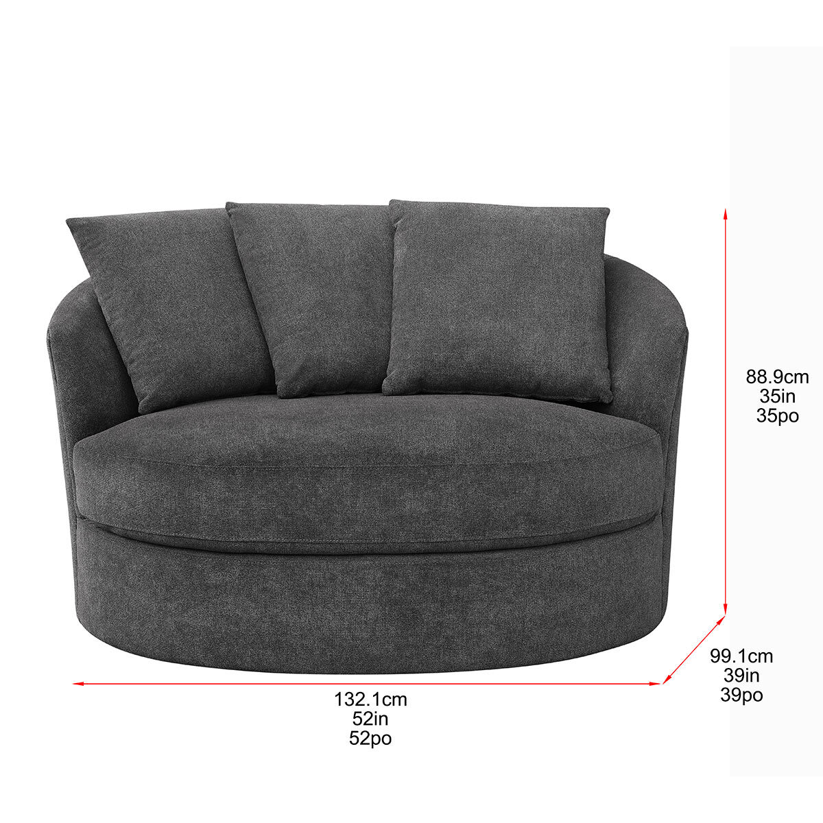 Line Drawing of of Thomasville Dark Grey Swivel Chair