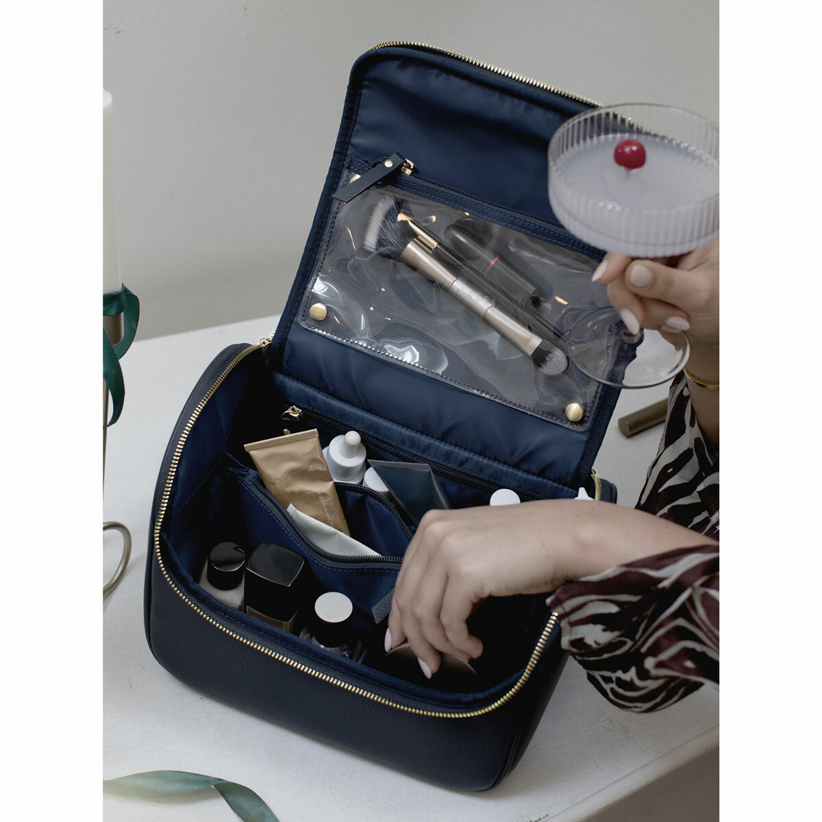 Navy Blue Large Cosmetic Case