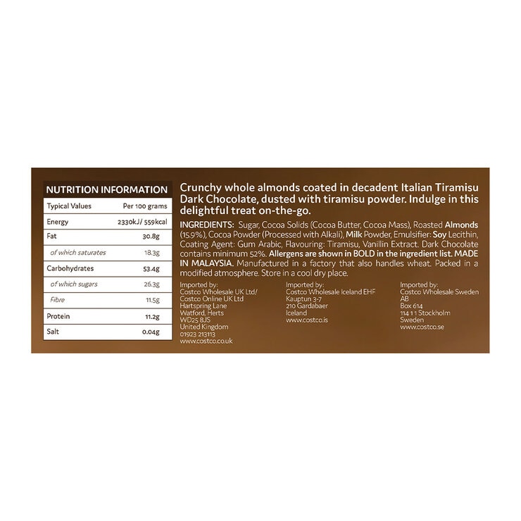 Tiramisu Dark Chocolate Almonds, 660g Tiramisu Dark Chocolate Almonds, 660g