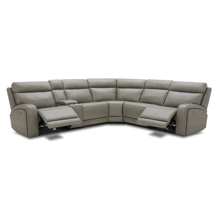 Kuka Paisley Leather Power Reclining Sectional Sofa with Power