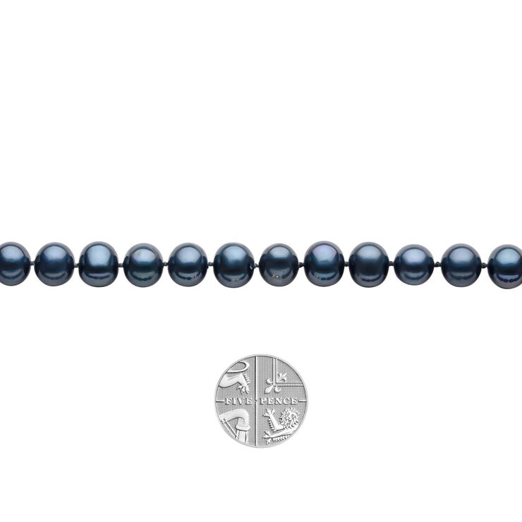 7.5mm-8mm Freshwater Black Pearl Necklace, 18ct Yellow Gold 7.5mm-8mm Freshwater Black Pearl Necklace, 18ct Yellow Gold