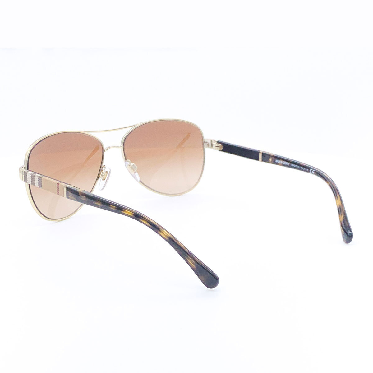 Burberry Gold Aviator Sunglasses with Brown Lenses, BE3080 114513