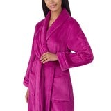 DKNY Shawl Collar Long Plush Robe in Magenta, Medium