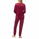 Jane & Bleecker Women's Silky Plush Pyjama Set in Burgundy Lips Jane & Bleecker Women's Silky Plush Pyjama Set in Burgundy Lips
