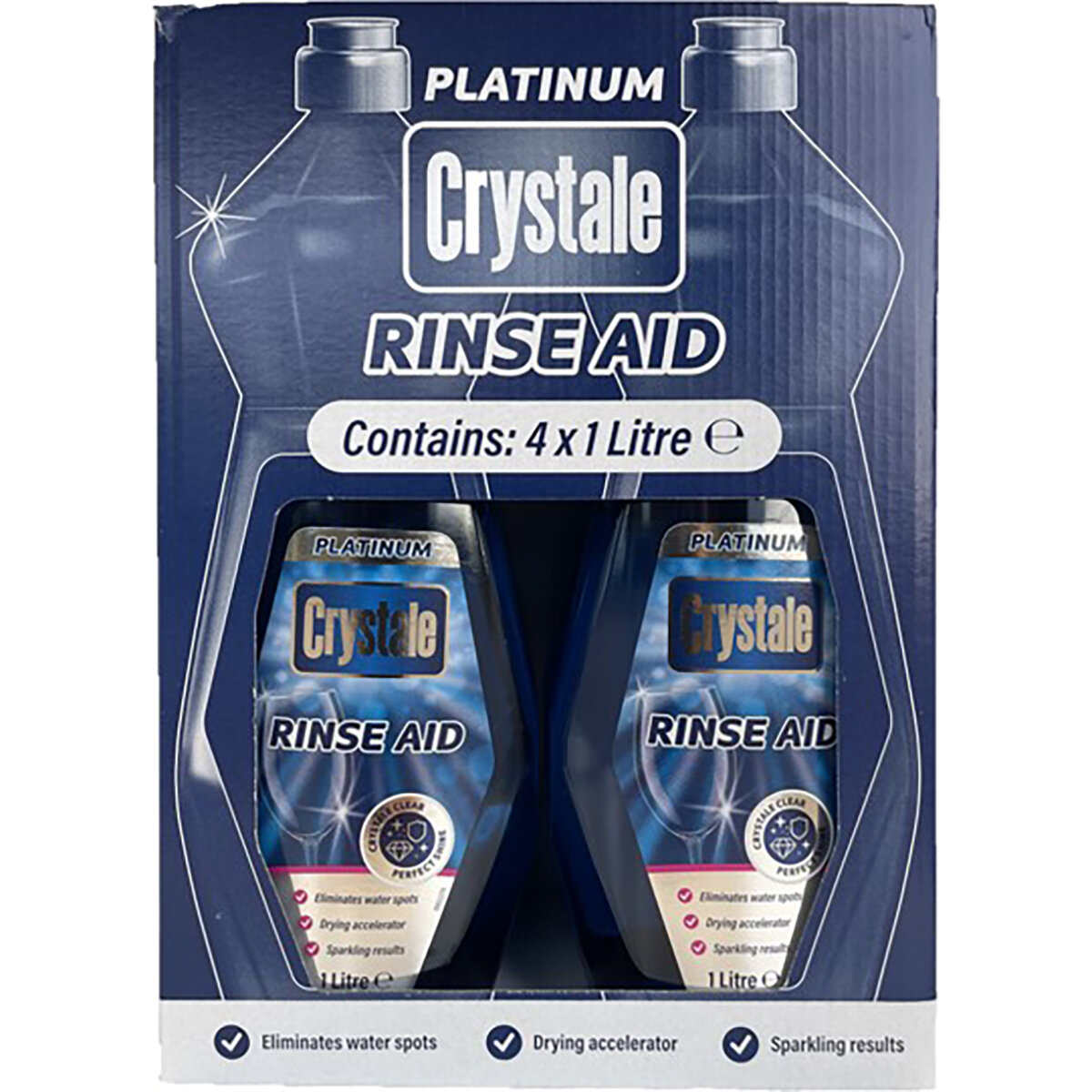Crystale Platinum Dishwasher Rinse Aid, 4 x 1L