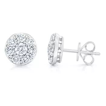 1.50ctw Round Brilliant Cut Diamond Stud Earrings, 14ct White Gold