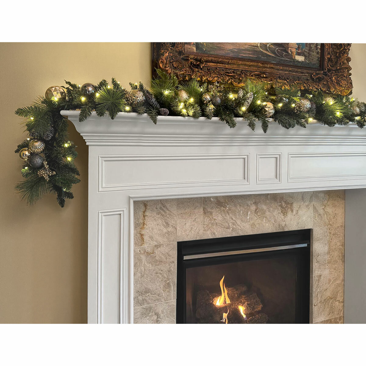 9 ft Pre-lit Christmas Artificial Garland With Twinkling LED Lights