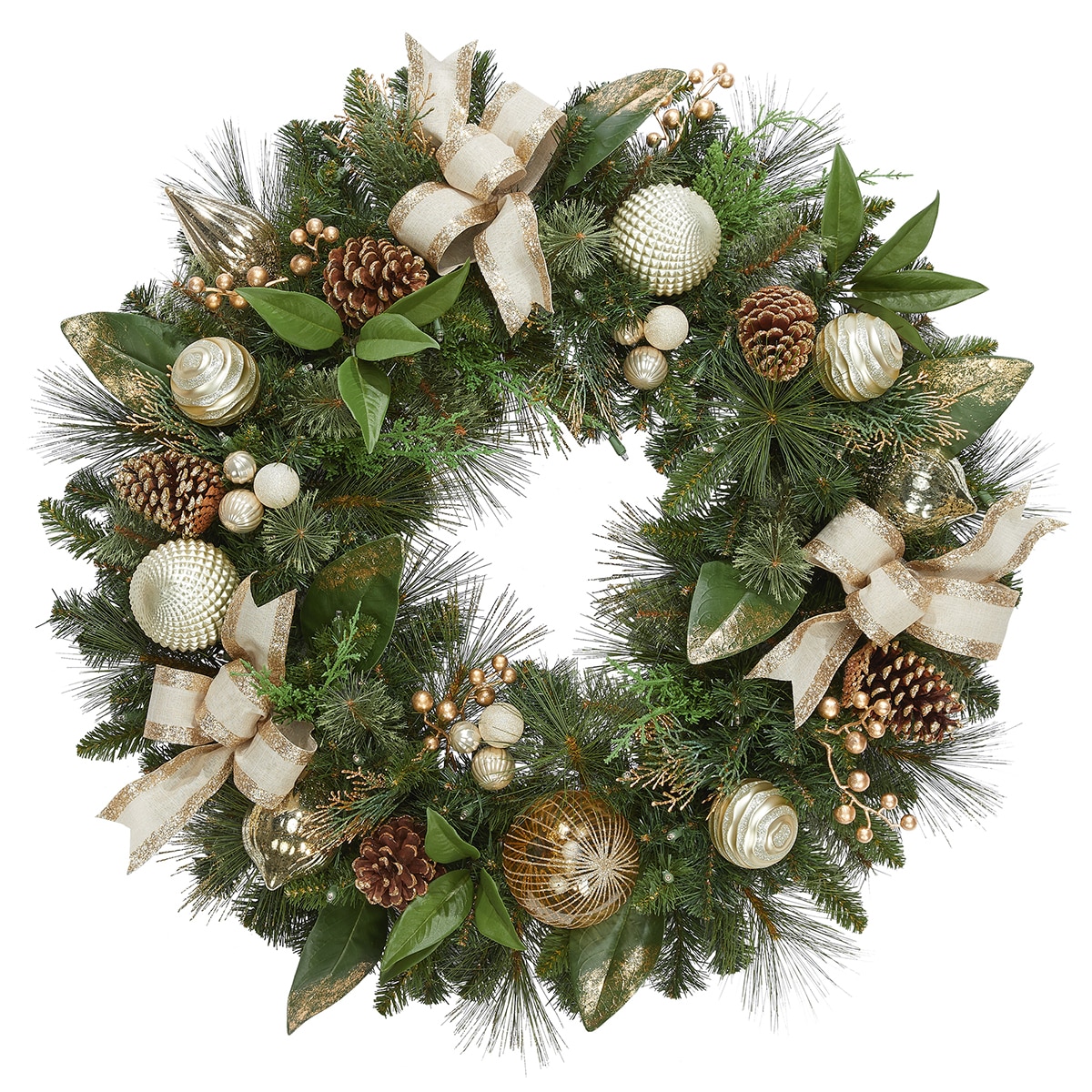 Gold wreath on white background unlit