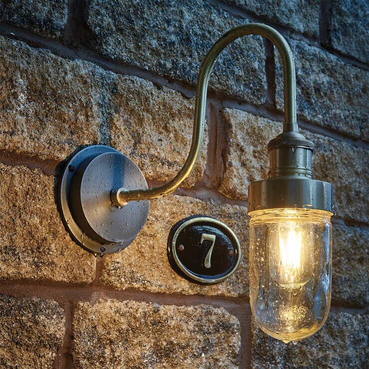 Industville Swan Neck Outdoor and Bathroom Wall Light in Pewter Costco UK