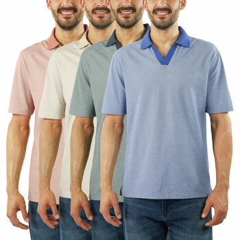 Jachs Mens Lightweight Knit Oxford Polo Shirt