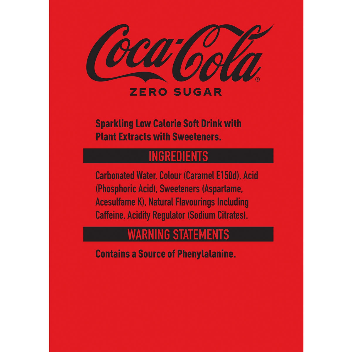 Coca Cola Zero Sugar PMP £1.10, 12 x 500ml