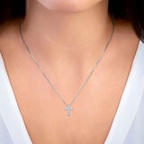 0.50ctw Round Brilliant Cut Diamond Cross Pendant, 14ct White Gold