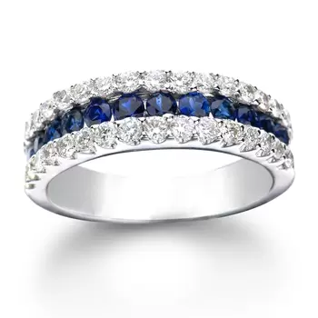 Blue Sapphire & 0.73ctw Diamond Ring, 14ct White Gold