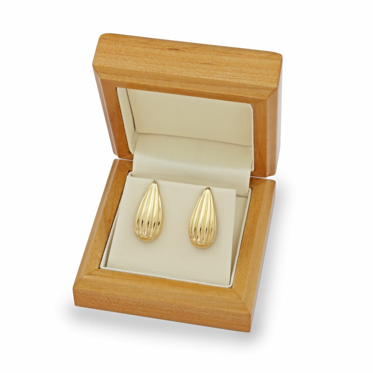 14ct Yellow Gold Textured Tear Drop Stud Earrings