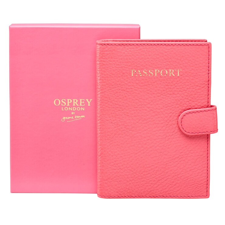 Osprey London Tilly Leather Passport Holder, Guava Costco UK