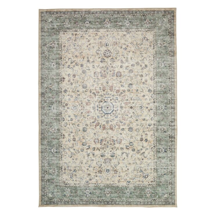 Concept Looms Liberty Cream Green Washable Rug, in 3 Sizes