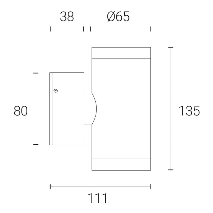 Line drawing of light with dimensions