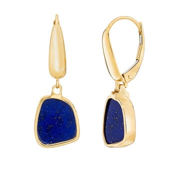 Lapis Earrings, 14ct Yellow Gold