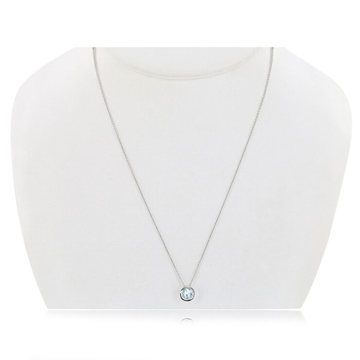 Aquamarine Birthstone Pendant, 14ct White Gold