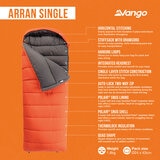 Vango Arran Rectangular Sleeping Bag, Single