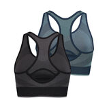 Puma Women's Performance Seamless Sports Bra, 2 Pack in Blue/Black