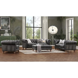 Allington 3 Seater Grey Leather Chesterfield Sofa
