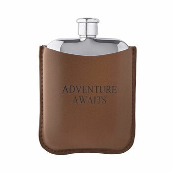 S/STEEL BROWN LEATHER HIP FLASK