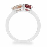 Pear Cut Morganite & Round Cut Garnet Ring, 18ct White Gold