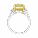 7.61ctw Cushion Cut Fancy Intense Yellow Diamond Three Stone Ring, Platinum 7.61ctw Cushion Cut Fancy Intense Yellow Diamond Three Stone Ring, Platinum