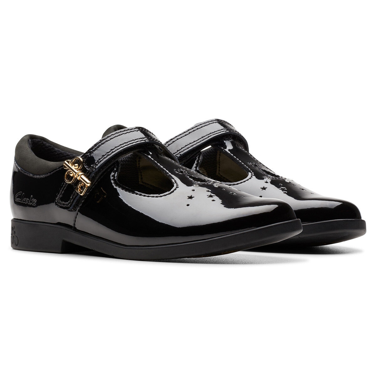 Clarks Kids Lock Shine Black Patent Shoes Clarks Kids Lock Shine Black Patent Shoes