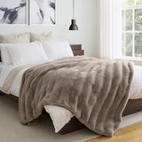 Colour Your Home Stripe Faux Rabbit Fur Blanket in 3 colours, 248 x 233cm