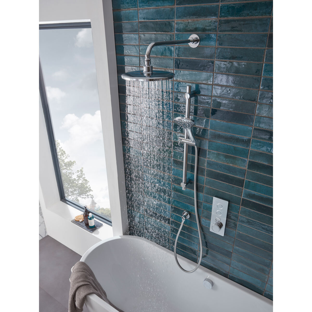 Lifestyle image of shower in bathroom setting