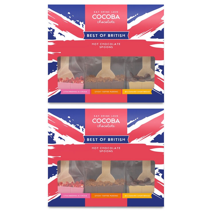 Cocoba Best Of British, Hot Chocolate Spoons, 3 Pack x 2