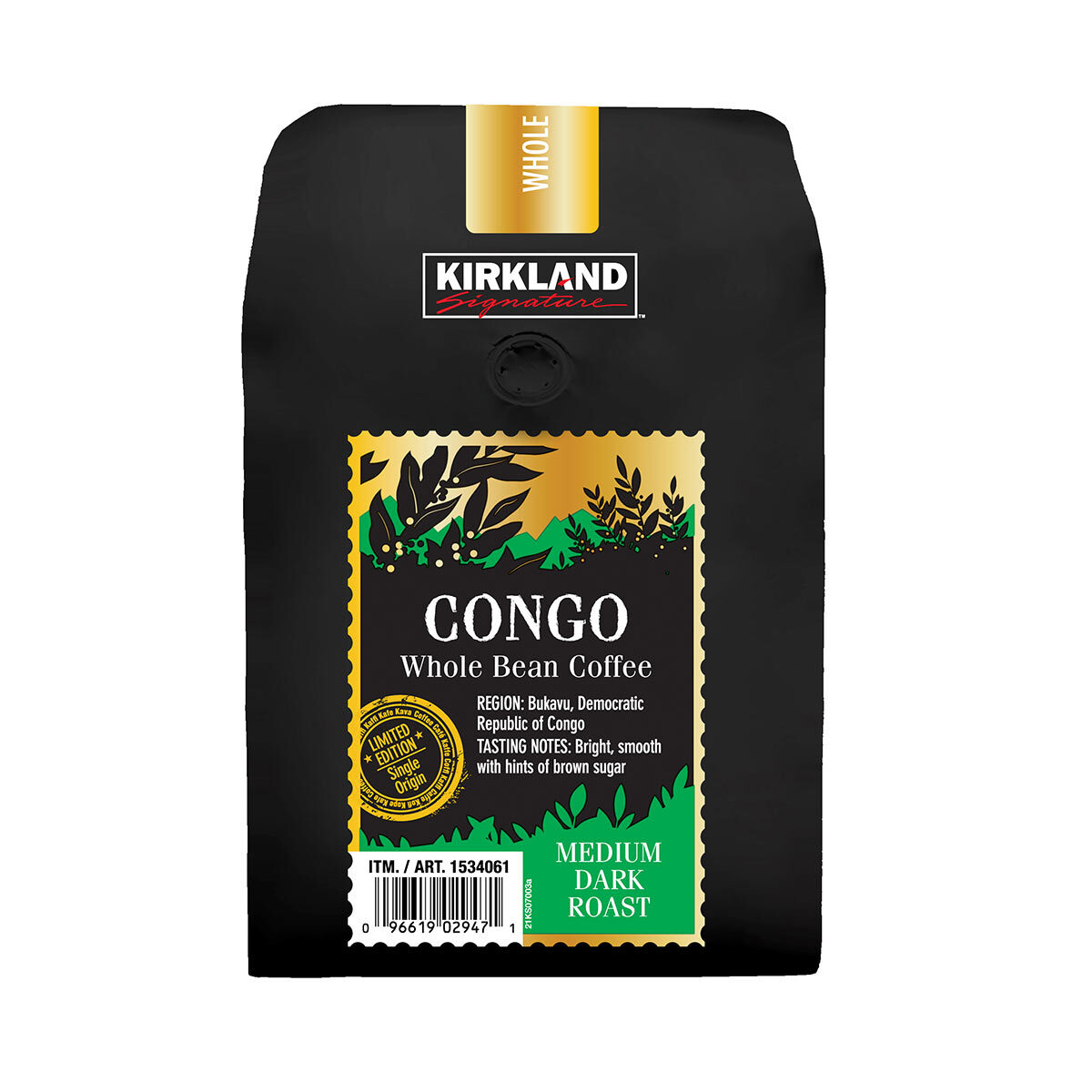 Kirkland Signature Congo Medium Dark Roast Coffee Beans, 907g