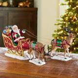 9.4" (24 cm) Tabletop Santa Sleigh And Reindeer