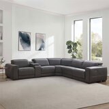Aiden & Ivy Karson Dark Grey Leather Power Reclining Sectional Sofa