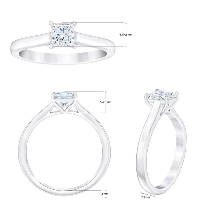 0.50ct Princess Cut Diamond Solitaire Ring, Platinum 0.50ct Princess Cut Diamond Solitaire Ring, Platinum