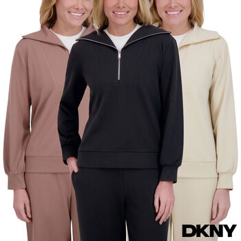 DKNY Ladies Waffle Knit 1/2 Zip