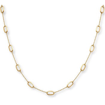 14ct Yellow Gold Paperclip Station Necklace