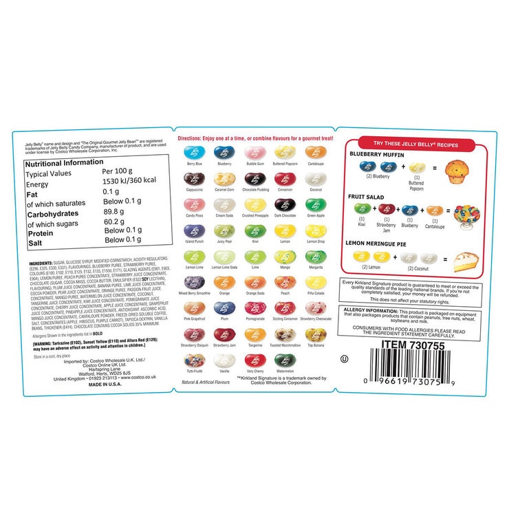 Kirkland Signature Jelly Belly Original Gourmet Jelly Beans, 1.8kg