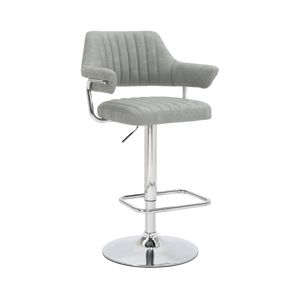 Cortez Light Grey Faux Leather Bar Stool, 2 Pack